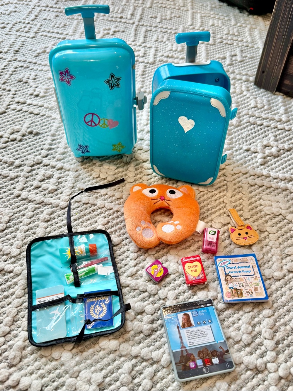 Journey Girls & Our Generation 18” Doll Travel Bundle – 2 Suitcases + Accessorie